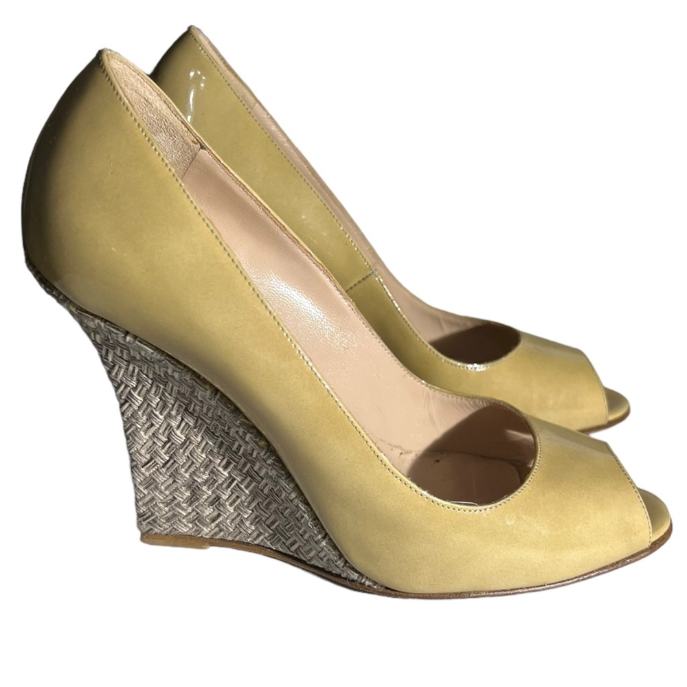 Manolo Blahnik Woven Wedge Heels Size 37